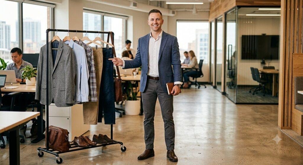 business casual men jeans