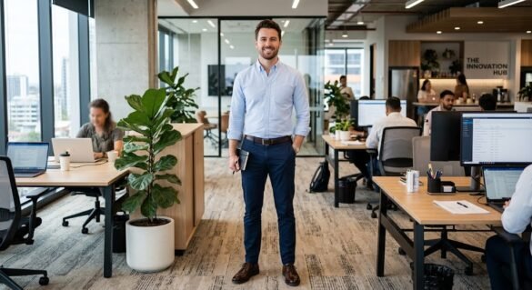 Business casual for men outfit example in office