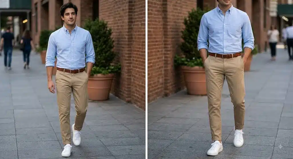 business casual sneakers outfit for men office