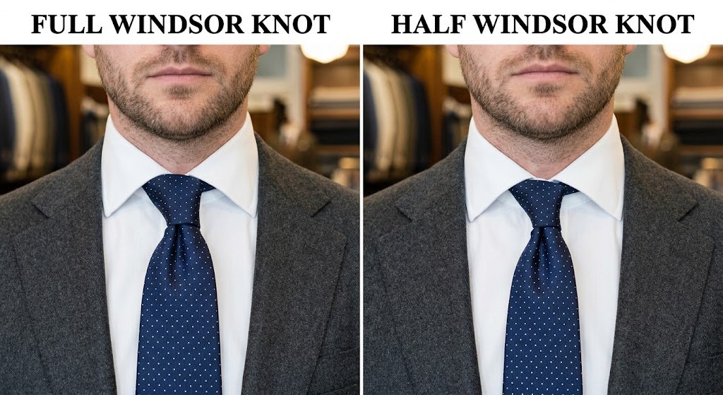 full Windsor knot vs half Windsor knot comparison