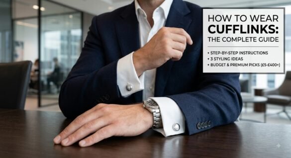 How to style cufflinks: office formal navy suit, smart casual blazer, wedding guest three-piece