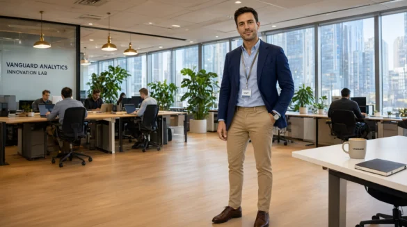 casual outfits for men, business casual example with oxford shirt and chinos