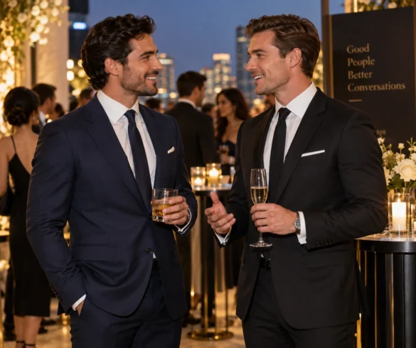 men cocktail wedding attire evening reception