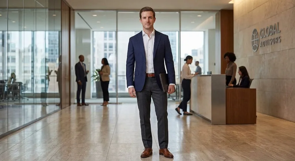 Capsule wardrobe men job interview outfit with blazer