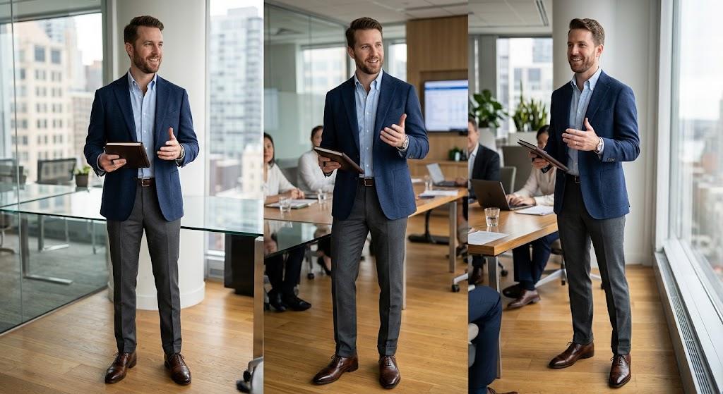 Business casual suit men outfit for client meetings