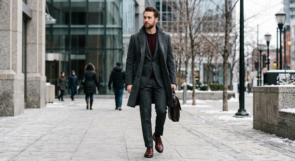 Business casual suit men winter office outfit