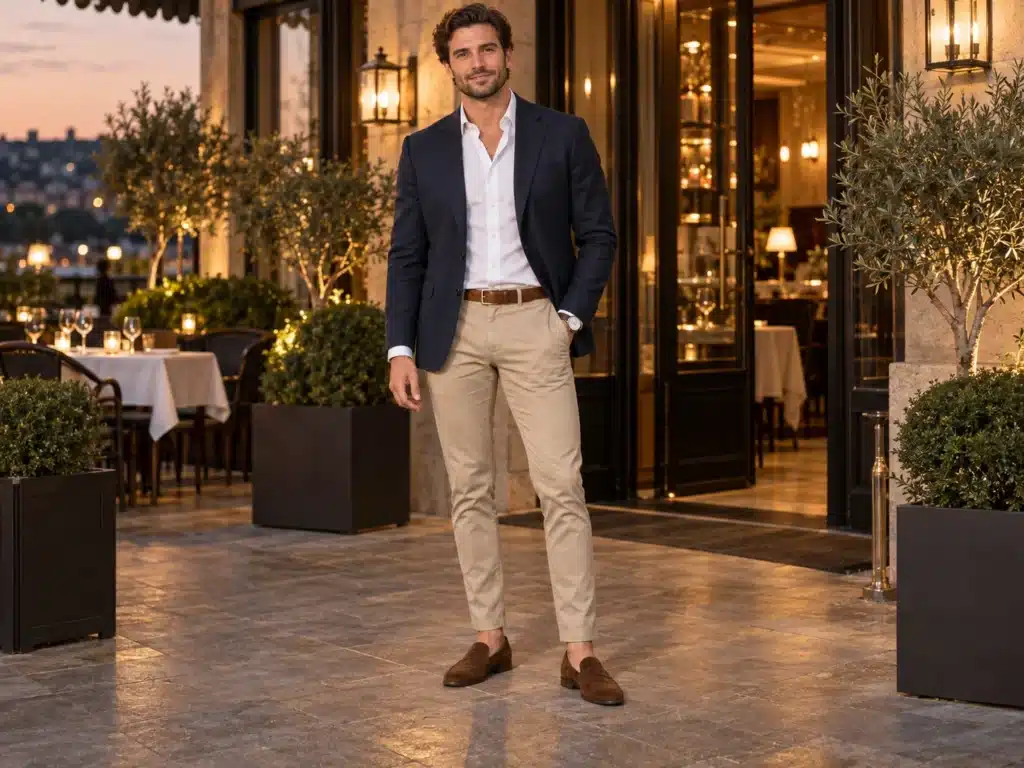 chinos smart casual date night outfit