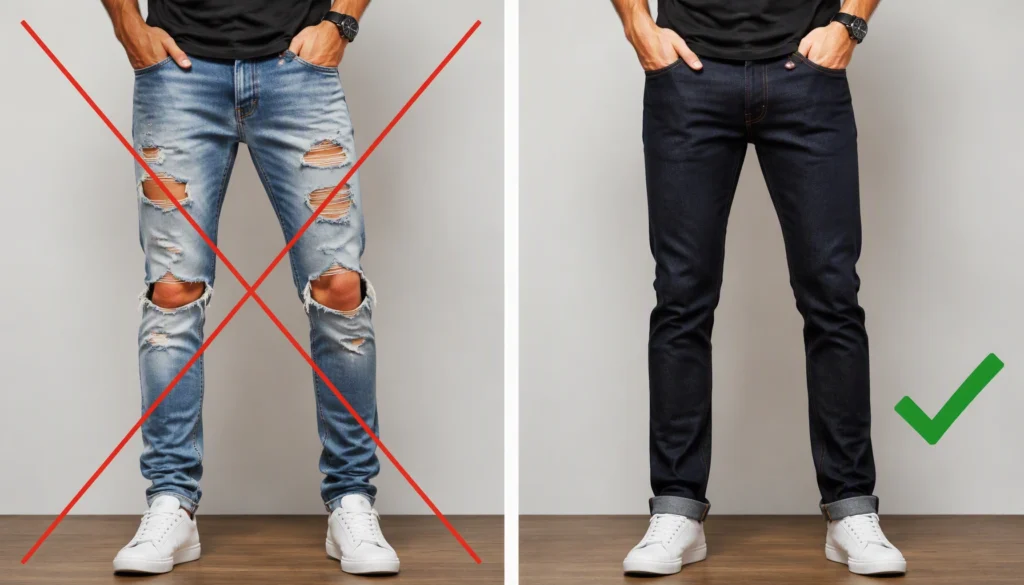 Style swap for men's business casual outfits with jeans