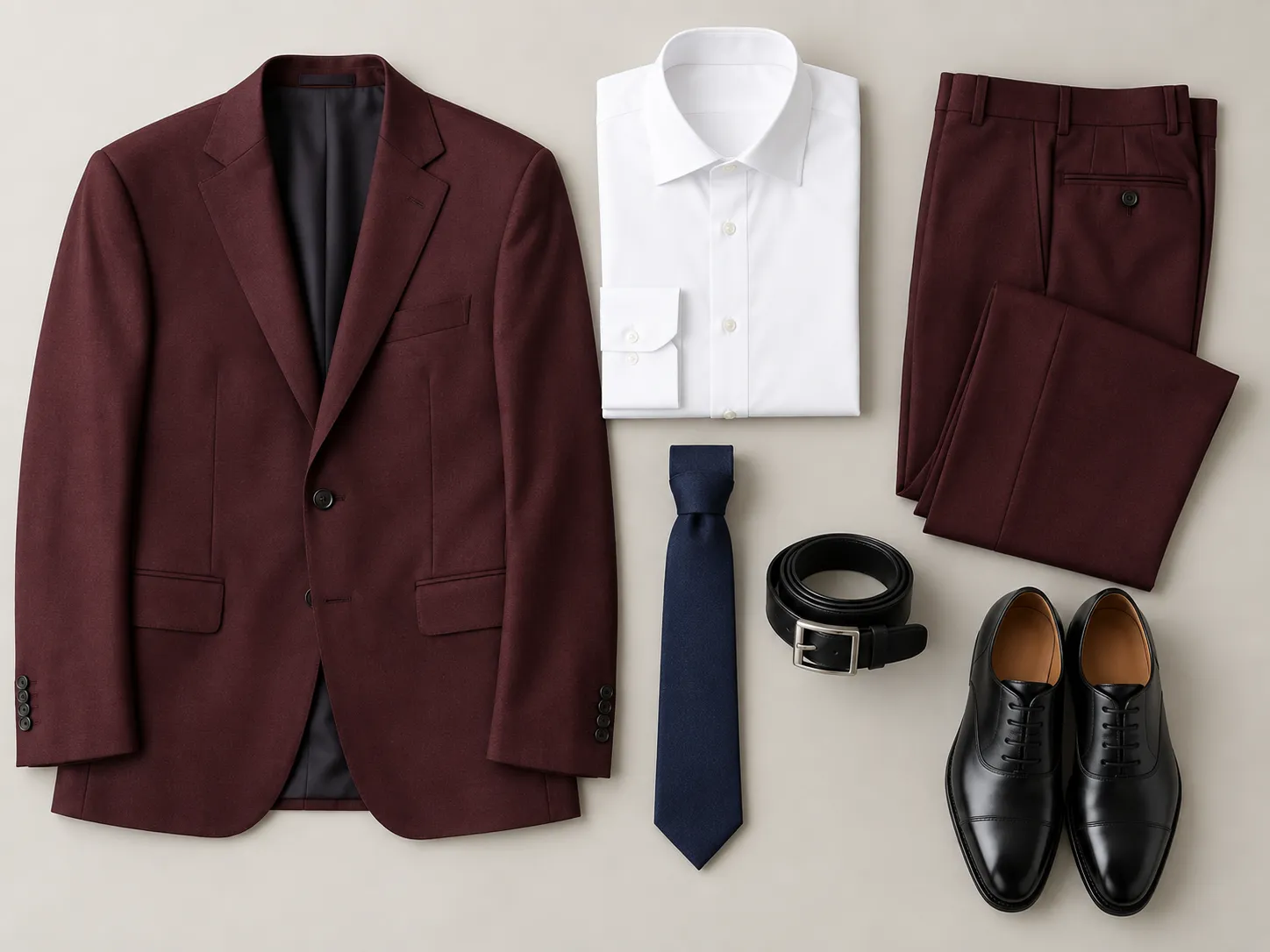 burgundy suit combinations with shirt tie and shoes