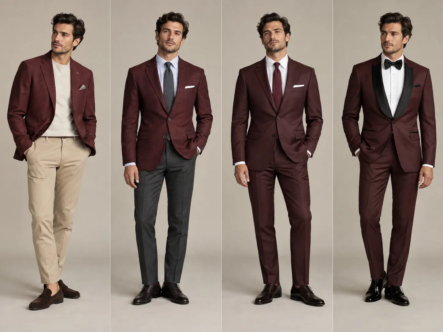burgundy suit men formality scale