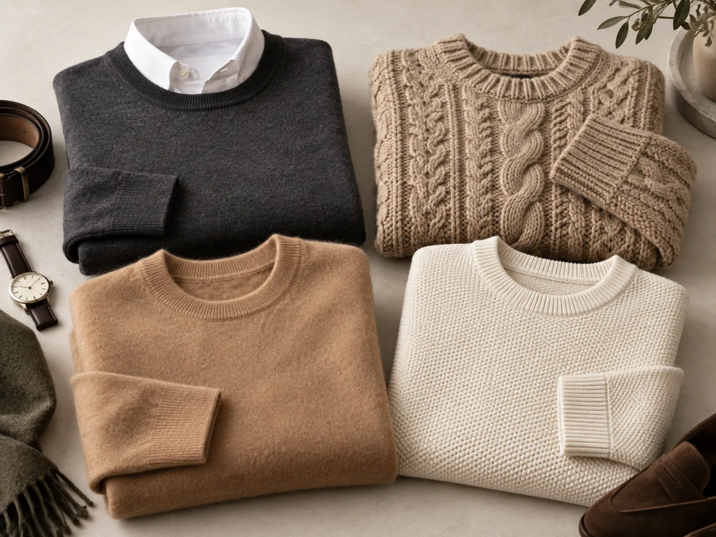 Men wearing refined cardigan and zip sweater styles for smart casual layering