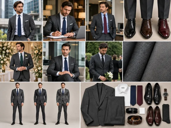 Charcoal grey suit combinations for work, weddings and formal events