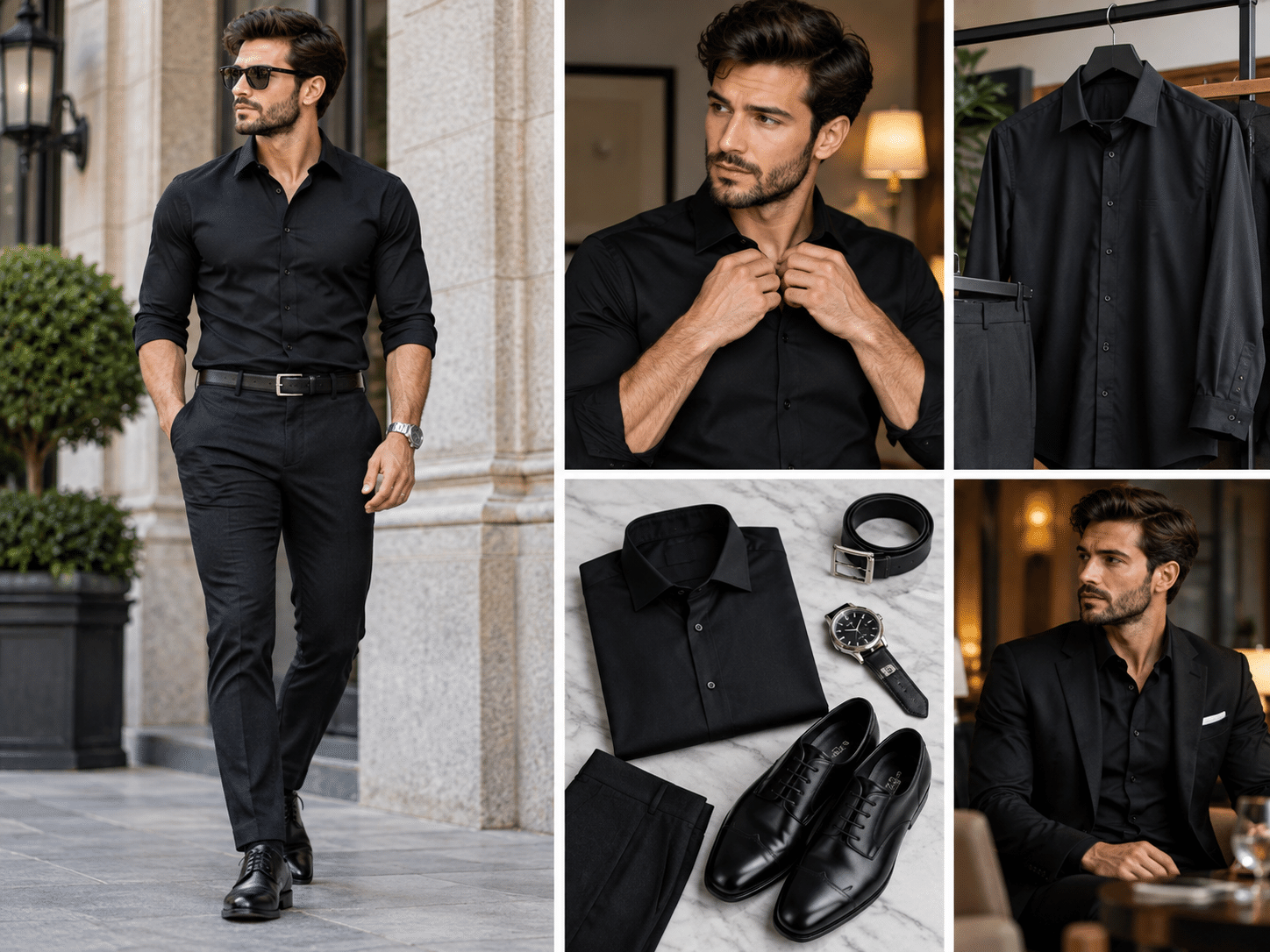 Black Shirt for Men outfit styling examples for smart and formal occasions